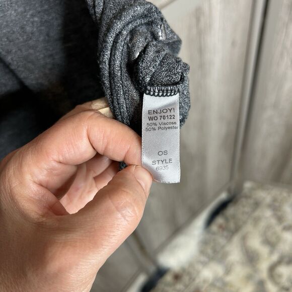 Michael Stars T Shirt One Size Gray Color Short Sleeves Silver Detail - Picture 4 of 5